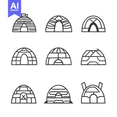 Aset desain premium: Nine Line Drawings of Igloo Structures