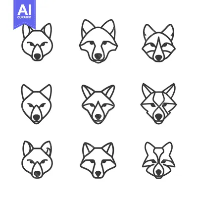 Popular premium asset: Nine Minimalist Line Drawings of Fox Heads