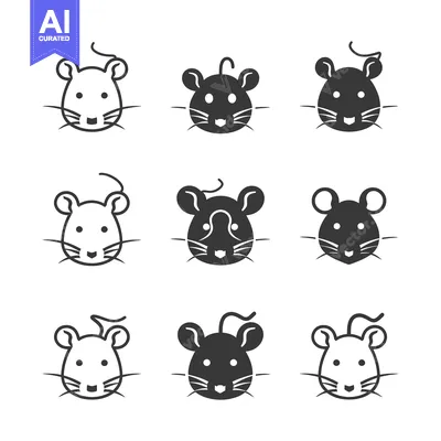 Premium design asset: Nine Mouse Icons in Black and White, Featuring Outline and Solid Style