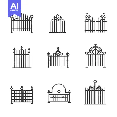 Aset desain premium: Nine Ornamental Gate and Fence Designs