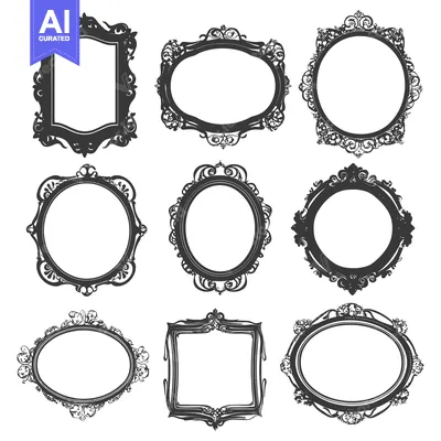 Aset desain premium: Nine Ornate Decorative Frames with Intricate Designs