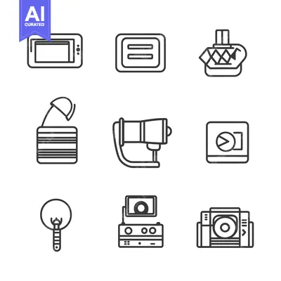 Nine Outline Icons of Different Technology Devices