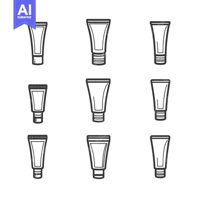 Aset desain premium: Nine Outline Illustrations of Cosmetic Tubes