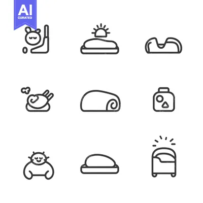 Aset desain premium: Nine Outline Illustrations of Cute Animals Sleeping
