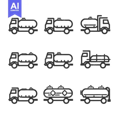 Popular premium asset: Nine Outline Illustrations of Tanker Trucks