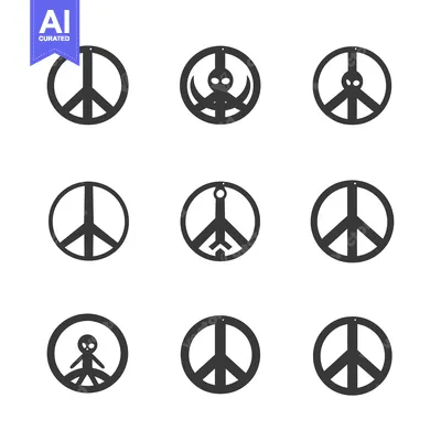 Nine Peace Signs with Different Symbols in the Center
