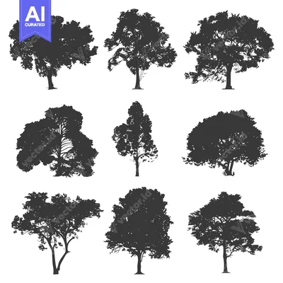 Popular premium asset: Nine Silhouette Illustrations of Trees with Various Shapes