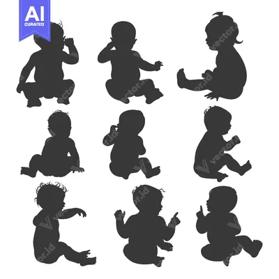 Popular premium asset: Nine Silhouettes of Babies in Various Poses