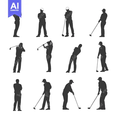 Popular premium asset: Nine Silhouettes of Golfers in Different Poses