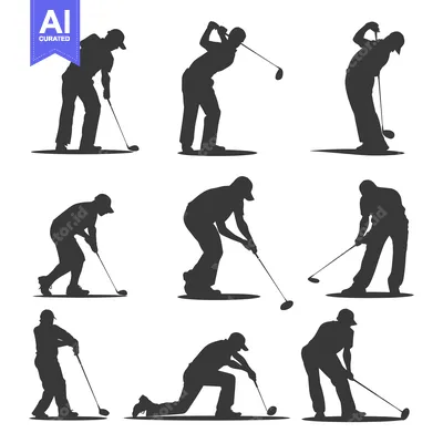 Aset premium populer: Nine Silhouettes of Golfers in Various Swing Positions