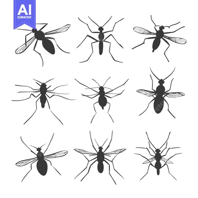 Aset premium populer: Nine Silhouettes of Mosquitoes in Various Poses