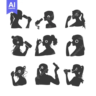 Nine Silhouettes of Women with Different Activities