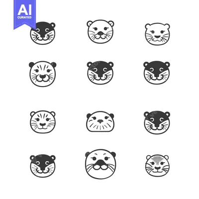 Popular premium asset: Nine Simple Black and White Animal Face Icons