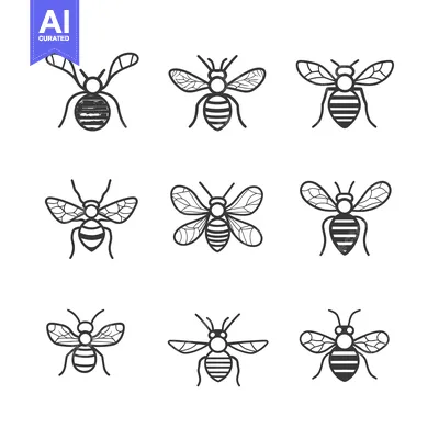 Popular premium asset: Nine Simple Black and White Bee Illustrations