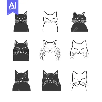 Premium design asset: Nine Simple Black and White Cat Illustrations