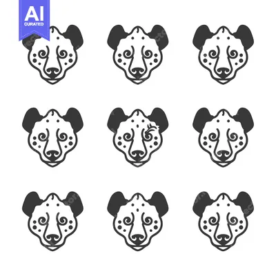 Premium design asset: Nine Simple Black and White Cheetah Head Illustrations