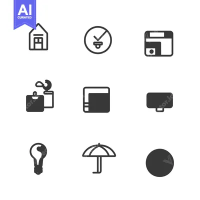 Aset desain premium: Nine Simple Black and White Icons