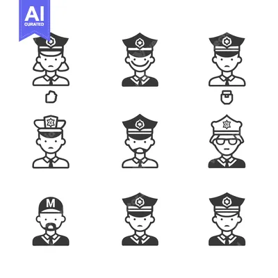 Popular premium asset: Nine Simple Black and White Icons of Police Officers