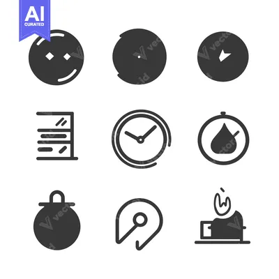 Aset desain premium: Nine Simple Black and White Icons on a White Background