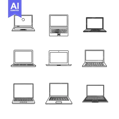 Aset premium populer: Nine Simple Black and White Laptop Icons