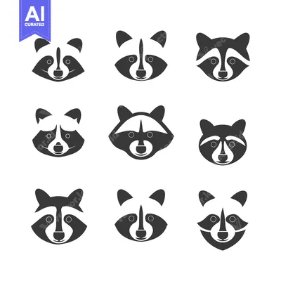 Popular premium asset: Nine Simple Black and White Raccoon Face Illustrations