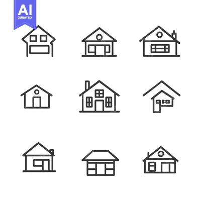 Premium design asset: Nine Simple House Icons in Line Art Style