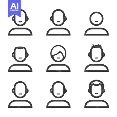 Aset premium populer: Nine Simple Line Drawings of Human Profile Icons