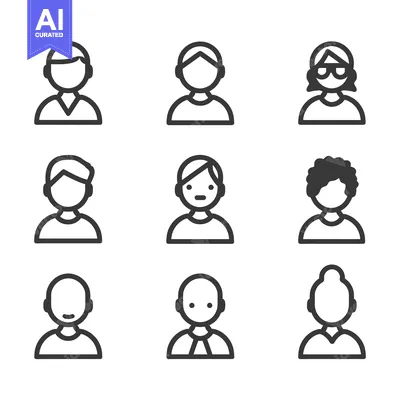 Aset desain premium: Nine Simple Line Icons Depicting Various People