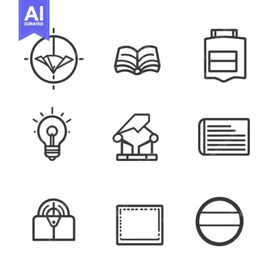 Aset desain premium: Nine Simple Line Icons Representing Ideas, Knowledge, and Thinking