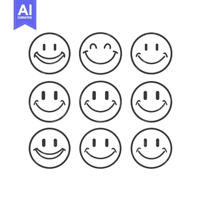 Premium design asset: Nine Smiling Emojis Arranged in Three Rows