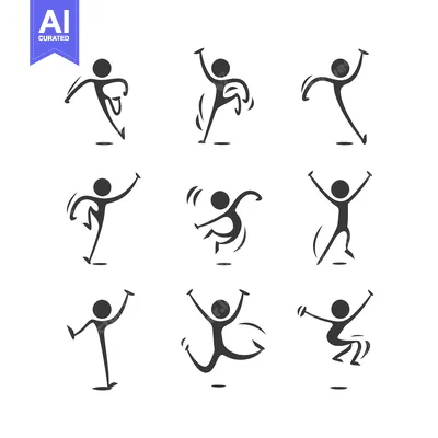 Aset premium populer: Nine stick figures with varying poses and expressions