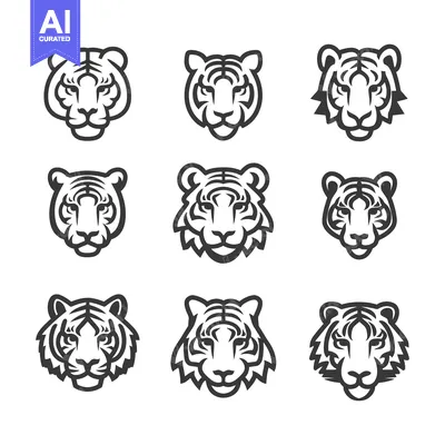 Popular premium asset: Nine Stylized Tiger Head Illustrations