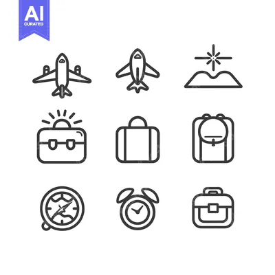 Aset premium populer: Nine Travel-Themed Outline Icons