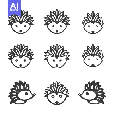 Popular premium asset: Nine Variations of a Black and White Hedgehog Icon