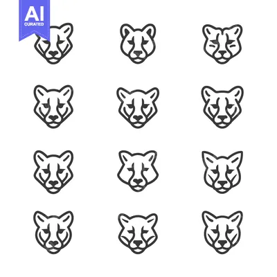 Popular premium asset: Nine Variations of a Cheetah Head Outline Icon