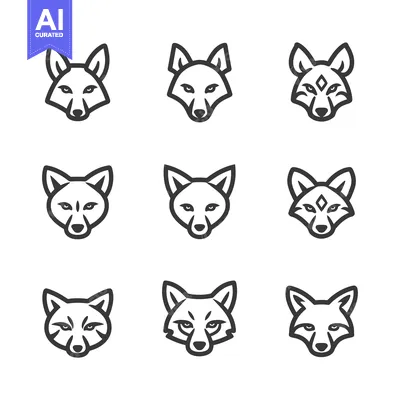 Popular premium asset: Nine Variations of a Fox Head Outline Icon