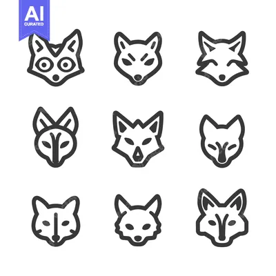 Popular premium asset: Nine Variations of Fox Head Line Art Icons