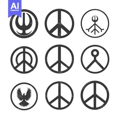 Aset premium populer: Nine Variations of the Peace Symbol in Circular Frames