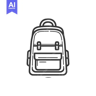Aset desain premium: Minimalist Backpack Icon: Clean Lines, Modern Design, Isolated on Whit