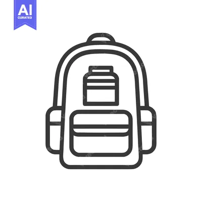 Aset premium populer: Minimalist Backpack Icon: Bold Outline, Front Pockets, Top Handle Desi