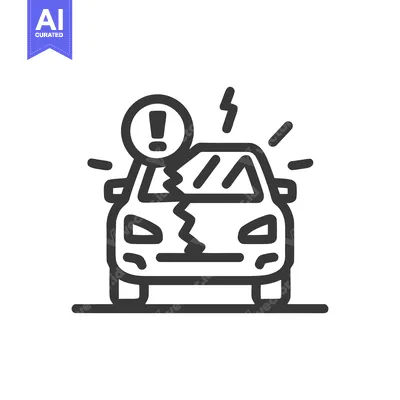 Aset premium populer: Car Accident Icon: Damaged Vehicle with Exclamation Point Symbolizing