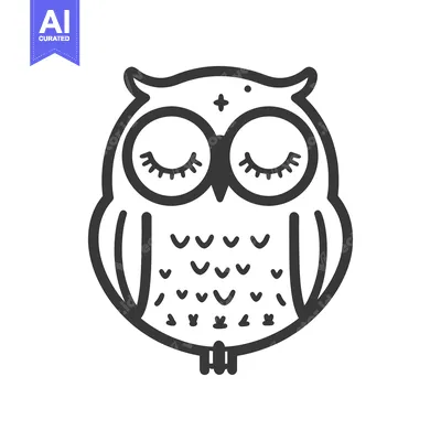 Aset premium populer: A cartoon owl illustration with its eyes closed peacefully