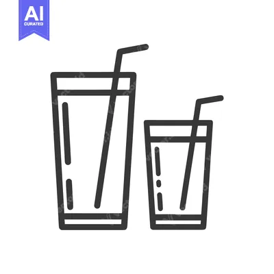 Premium design asset: Minimalist Line Art: Two Glasses with Straws, Simple Drink Icon