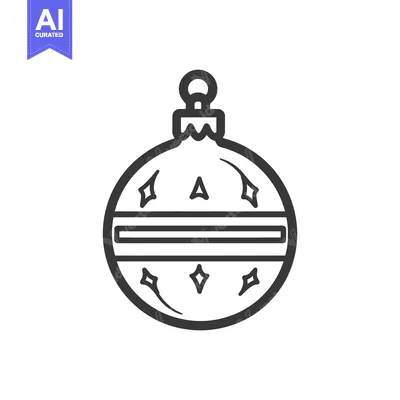 Aset desain premium: A simple graphic illustration depicting a festive holiday ornament dec
