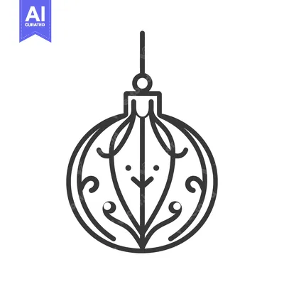 Aset premium populer: A decorative black and white holiday ornament with floral details