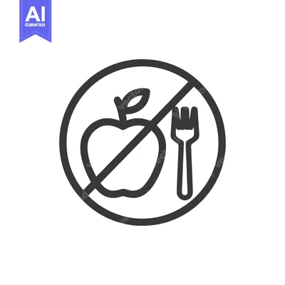 Premium design asset: No Food Allowed Symbol: Apple and Fork with Prohibition Sign