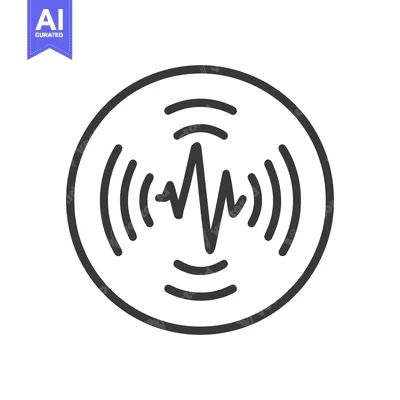 Aset premium populer: Minimalist Icon: Sound Wave in Circle, Black Line Art