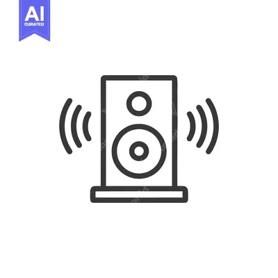 Aset desain premium: Speaker Icon with Sound Waves, Minimalist Line Art Design