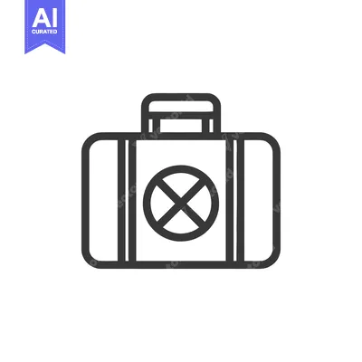 Aset desain premium: Suitcase with X Symbol: Minimalist Line Art Icon for Travel Restrictio
