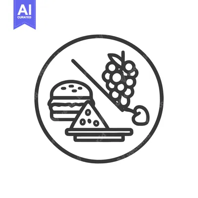 Minimalist Icon of Burger, Cheese, and Grapes in Circle Frame